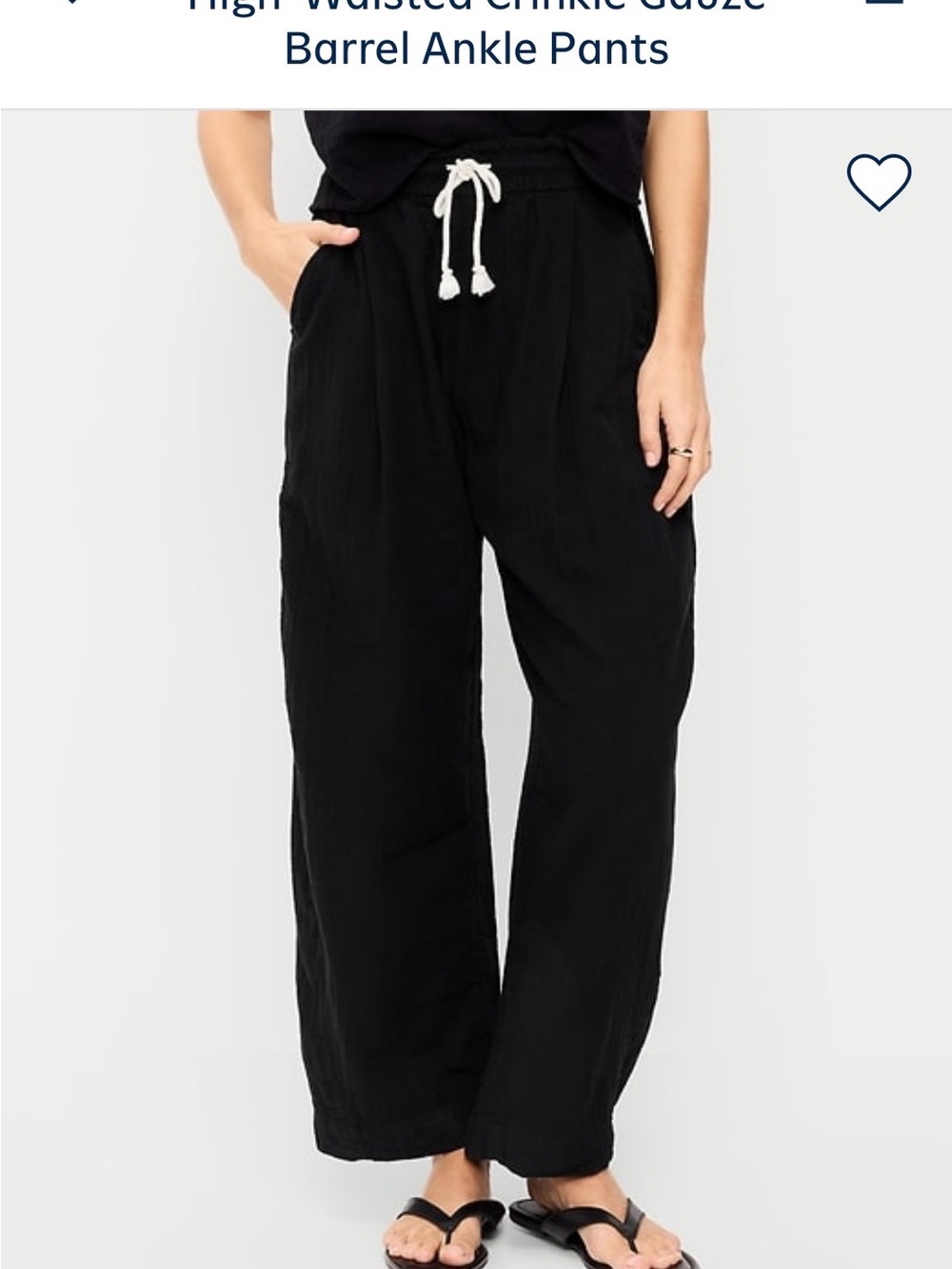 Old Navy Black Wide-Leg Drawstring Ankle Pants